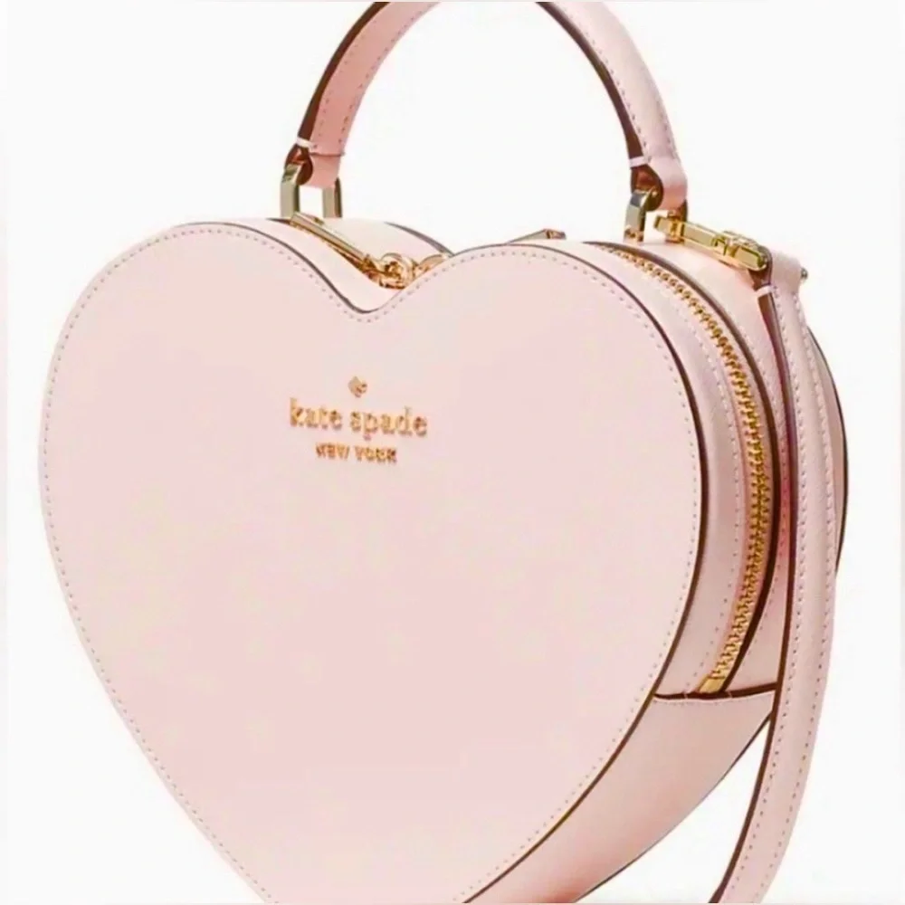 Kate Spade Love Shack Heart Crossbody Bag Chalk Pink Saffiano Leather Rare